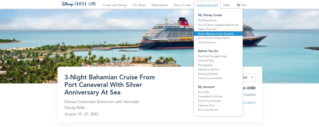 Check-in online de un crucero Disney paso a paso 1-1